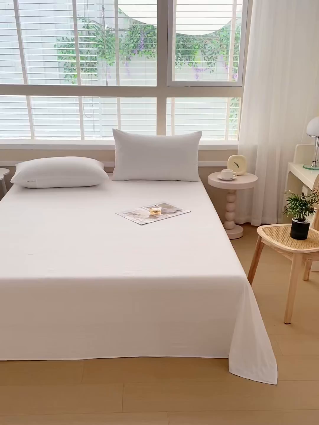 91家纺网 家纺一手货源 找家纺 牛魔王家居 2026新款糯糯棉床单枕套纯色床单 珍珠白