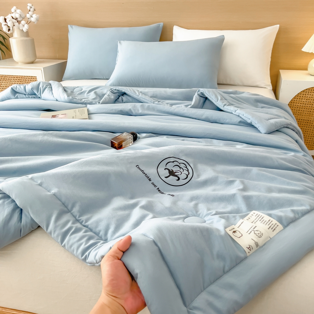 91家纺网 家纺一手货源 找家纺 （总）好尚居 2026新款纯色烫画夏被夏凉被空调被-棉记