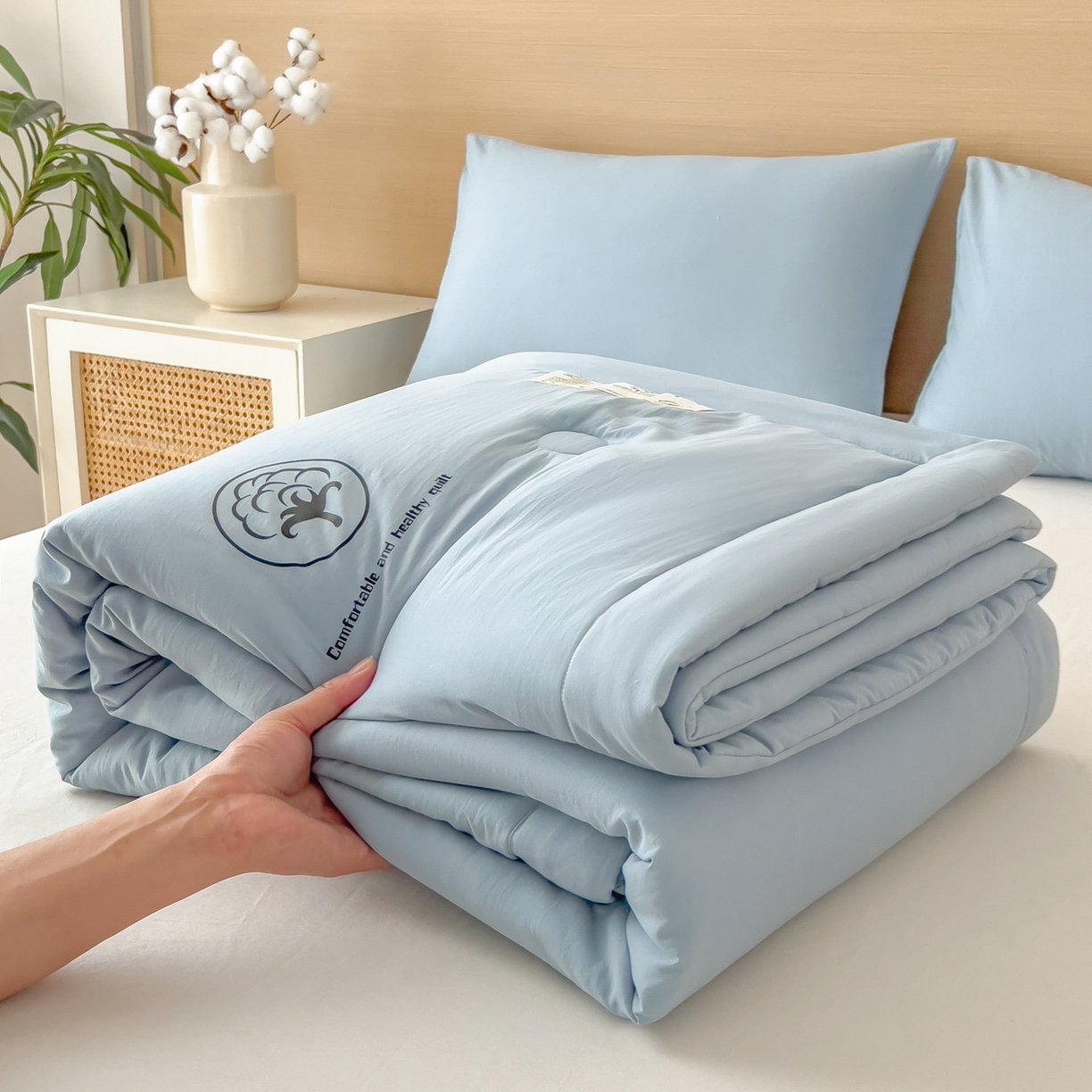 91家纺网 家纺一手货源 找家纺 （总）好尚居 2026新款纯色烫画夏被夏凉被空调被-棉记