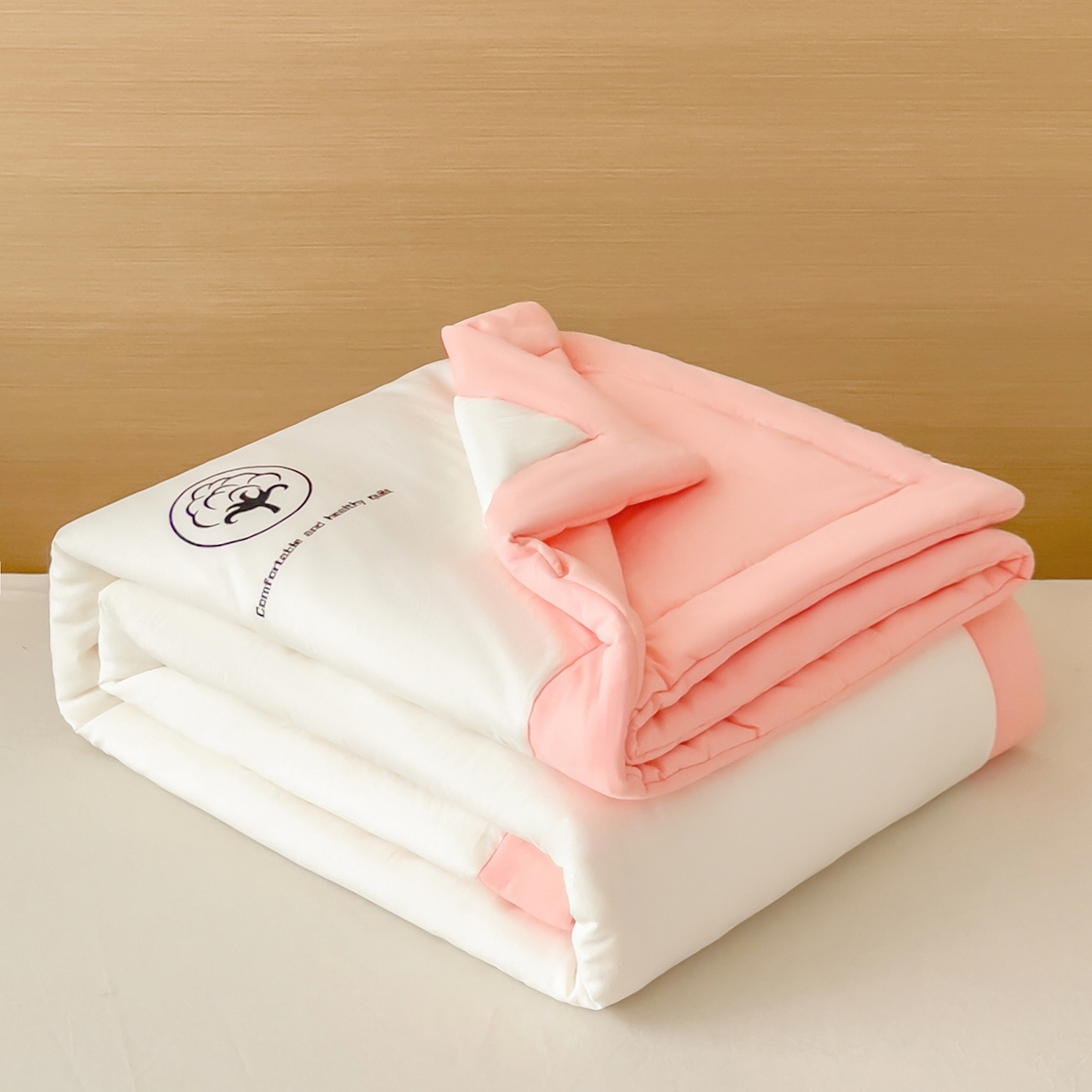 91家纺网 家纺一手货源 找家纺 好尚居 2026新款纯色烫画夏被夏凉被空调被-棉记 棉记-白粉