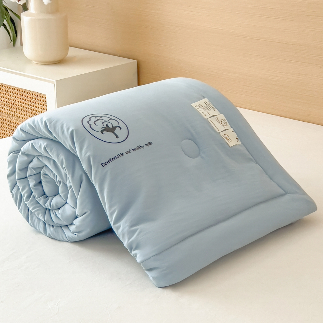 91家纺网 家纺一手货源 找家纺 好尚居 2026新款纯色烫画夏被夏凉被空调被-棉记 棉记-湖蓝