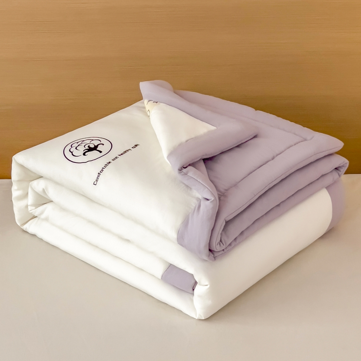91家纺网 家纺一手货源 找家纺 好尚居 2026新款纯色烫画夏被夏凉被空调被-棉记 棉记-白紫
