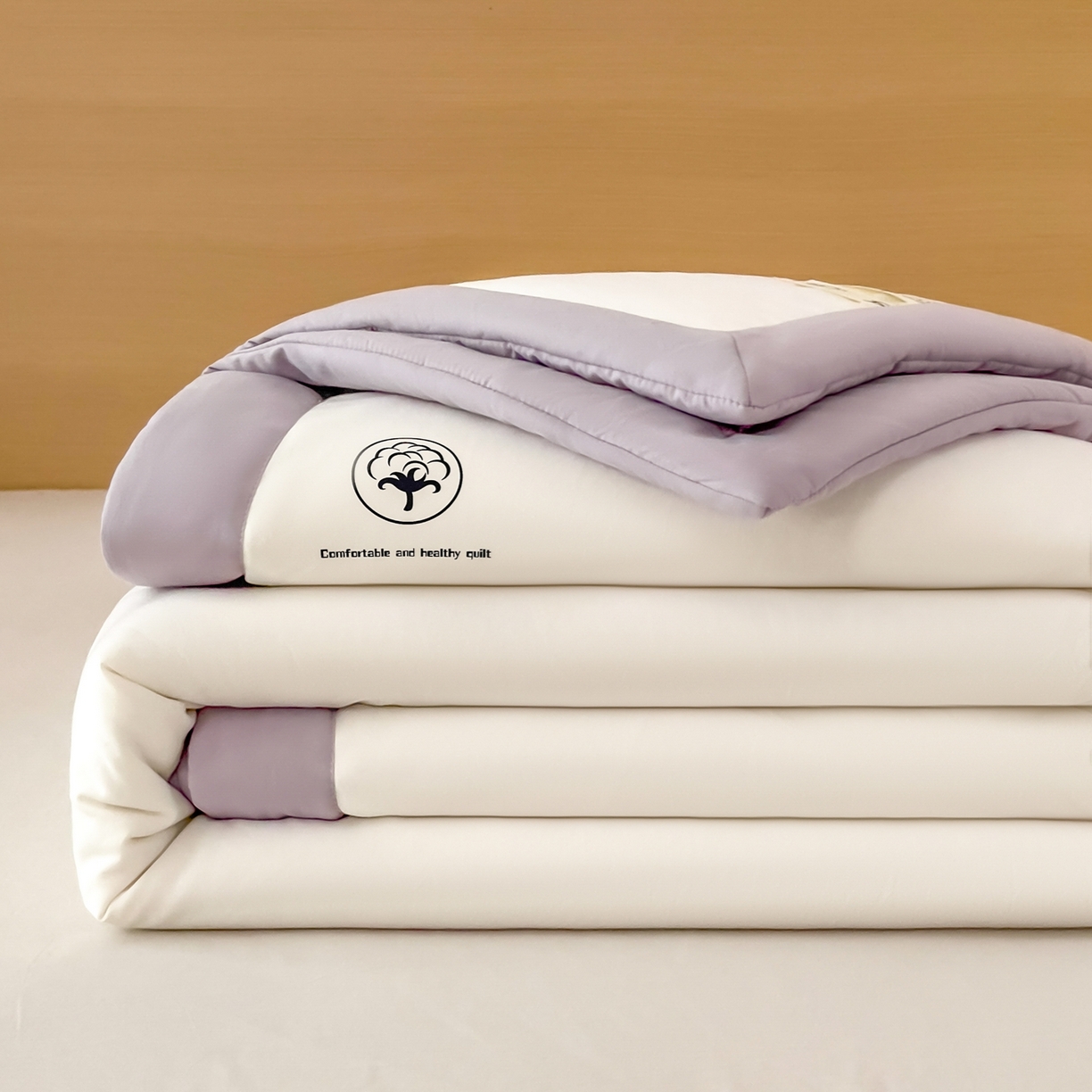 91家纺网 家纺一手货源 找家纺 好尚居 2026新款纯色烫画夏被夏凉被空调被-棉记 棉记-白紫