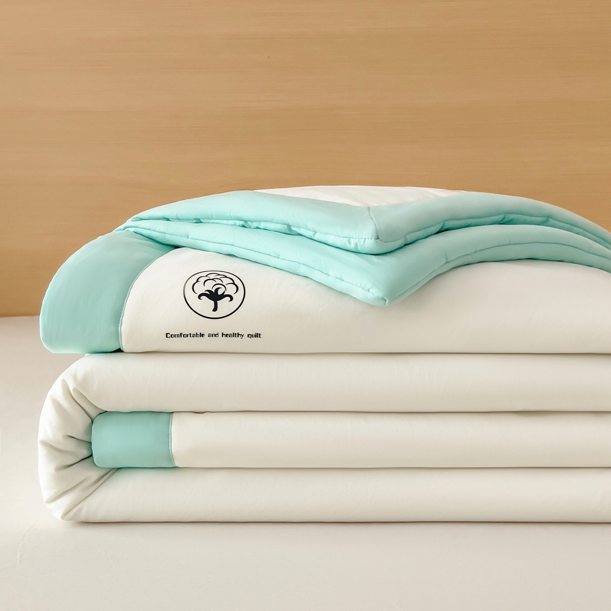 91家纺网 家纺一手货源 找家纺 好尚居 2026新款纯色烫画夏被夏凉被空调被-棉记 棉记-薄荷白