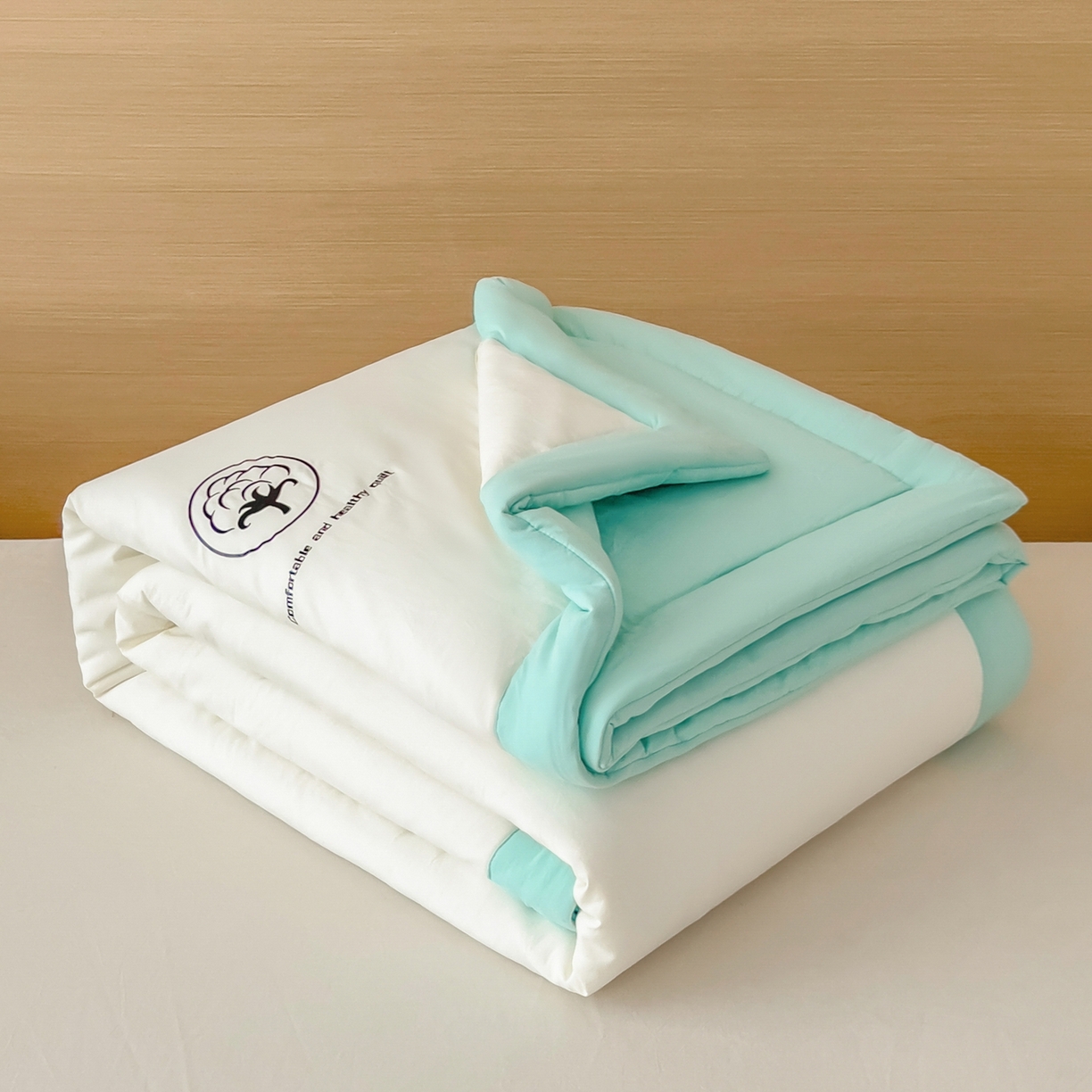 91家纺网 家纺一手货源 找家纺 好尚居 2026新款纯色烫画夏被夏凉被空调被-棉记 棉记-薄荷白