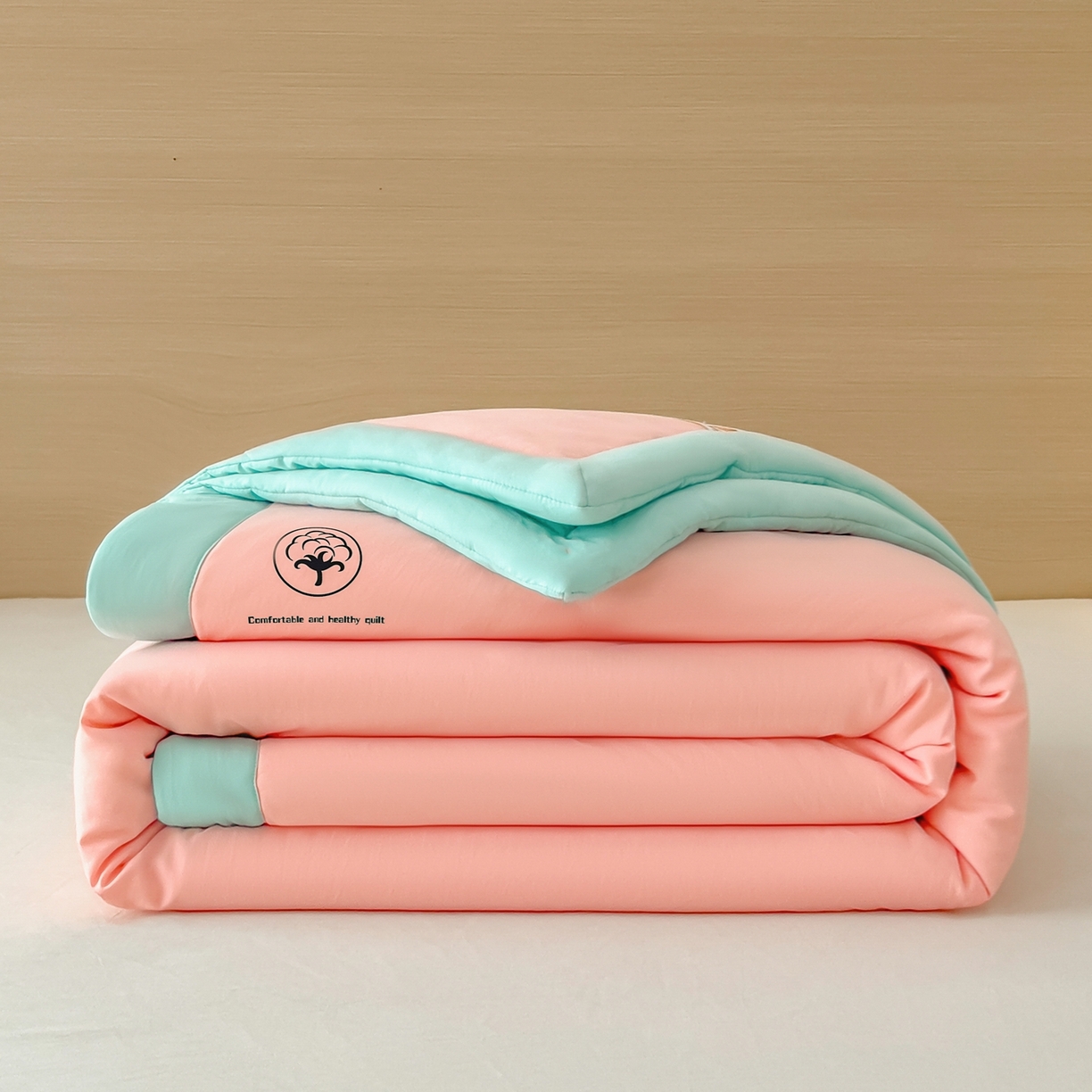 好尚居 2026新款纯色烫画夏被夏凉被空调被-棉记 棉记-粉绿
