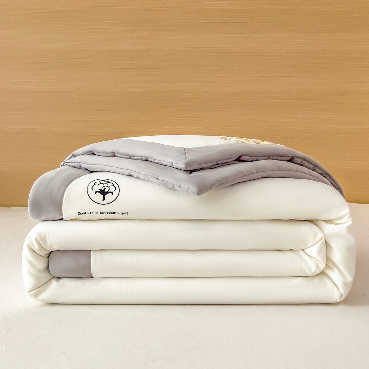 好尚居 2026新款纯色烫画夏被夏凉被空调被-棉记 棉记-白灰