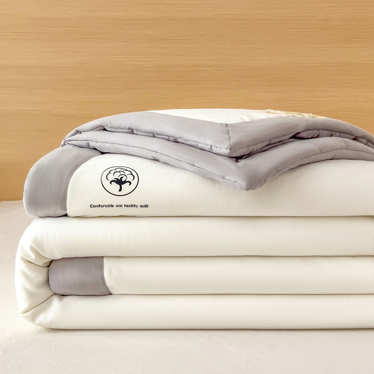 91家纺网 家纺一手货源 找家纺 好尚居 2026新款纯色烫画夏被夏凉被空调被-棉记 棉记-白灰