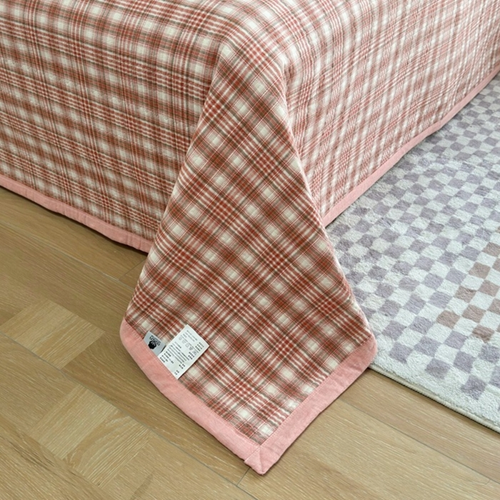 91家纺网 家纺一手货源 找家纺 梦精灵家纺 2026新款全棉纯棉色织水洗棉四件套绗缝夹棉床盖防滑床单四季通用米单人学生宿舍 利奥-红