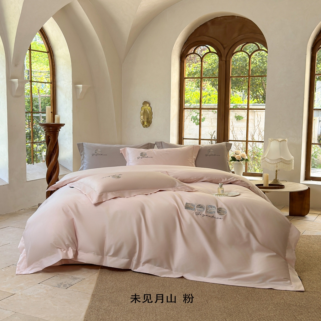91家纺网 家纺一手货源 找家纺 （总）芯丝路家纺 2026新款100支全棉工艺款四件套-未见月山