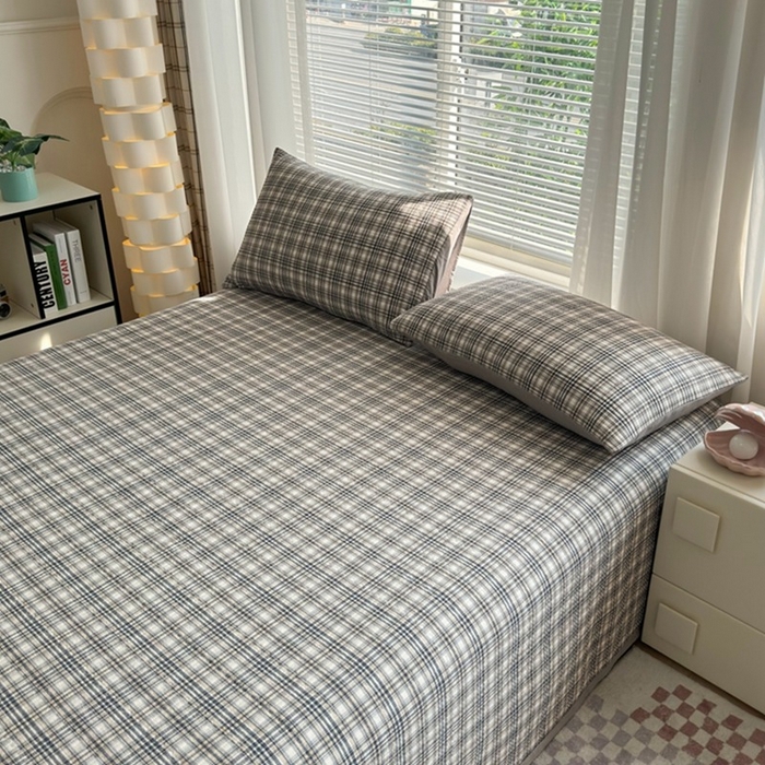 91家纺网 家纺一手货源 找家纺 梦精灵家纺 2026新款全棉纯棉色织水洗棉四件套绗缝夹棉床盖防滑床单四季通用米单人学生宿舍 利奥-蓝