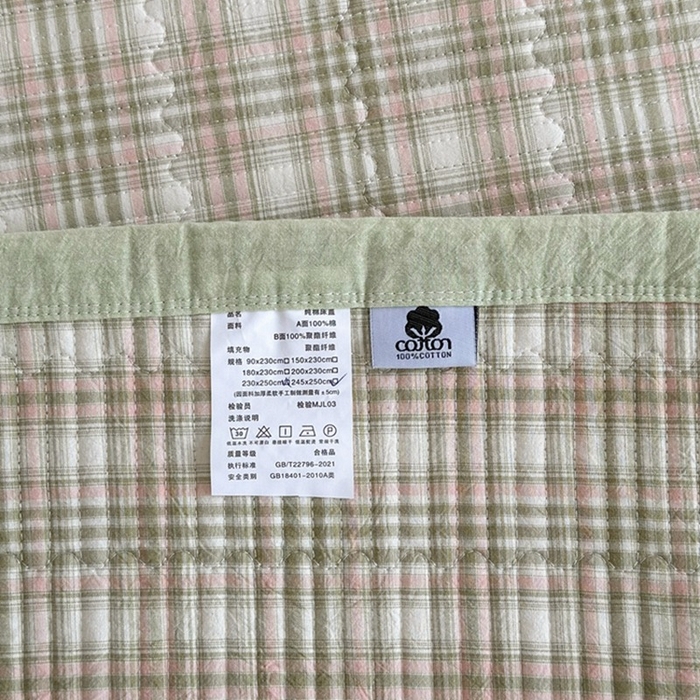 91家纺网 家纺一手货源 找家纺 梦精灵家纺 2026新款全棉纯棉色织水洗棉四件套绗缝夹棉床盖防滑床单四季通用米单人学生宿舍 利奥-绿