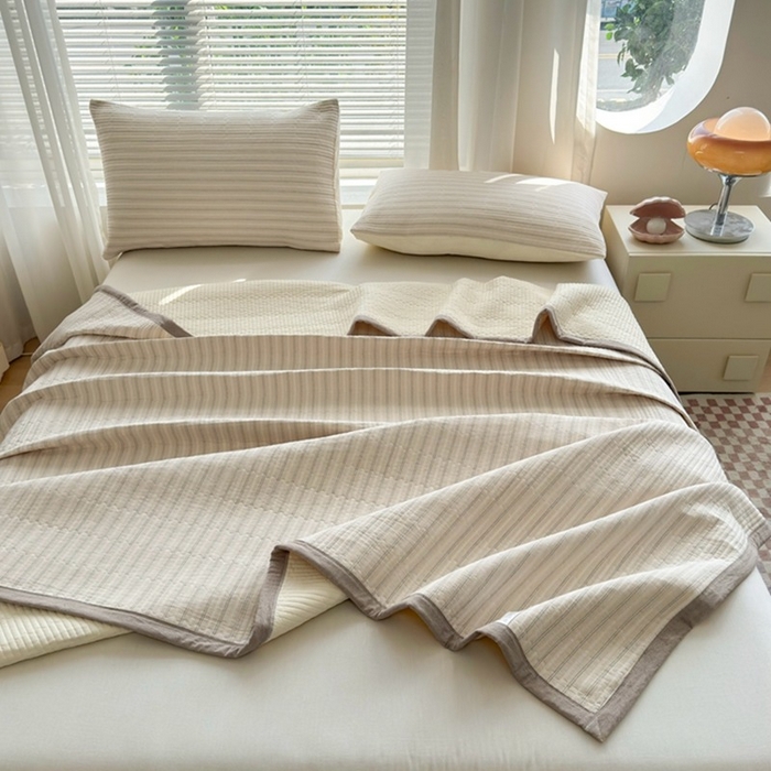 91家纺网 家纺一手货源 找家纺 梦精灵家纺 2026新款全棉纯棉色织水洗棉四件套绗缝夹棉床盖防滑床单四季通用米单人学生宿舍 维多利亚-米