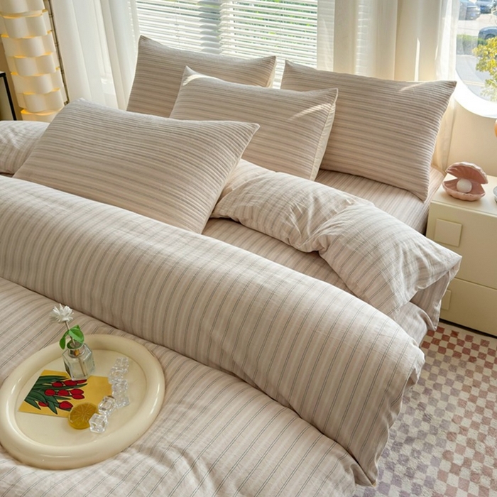 91家纺网 家纺一手货源 找家纺 梦精灵家纺 2026新款全棉纯棉色织水洗棉四件套绗缝夹棉床盖防滑床单四季通用米单人学生宿舍 维多利亚-米