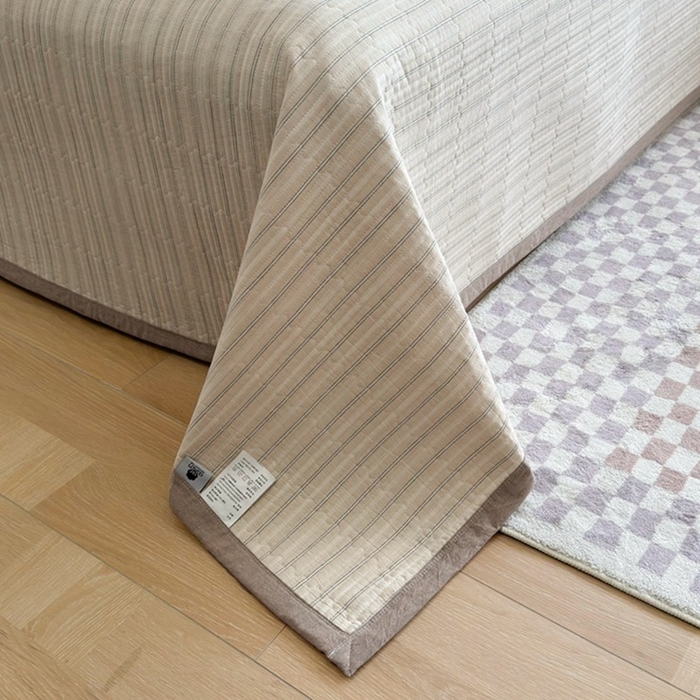 91家纺网 家纺一手货源 找家纺 梦精灵家纺 2026新款全棉纯棉色织水洗棉四件套绗缝夹棉床盖防滑床单四季通用米单人学生宿舍 维多利亚-米