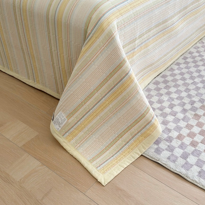 91家纺网 家纺一手货源 找家纺 梦精灵家纺 2026新款全棉纯棉色织水洗棉四件套绗缝夹棉床盖防滑床单四季通用米单人学生宿舍 西蒙-黄