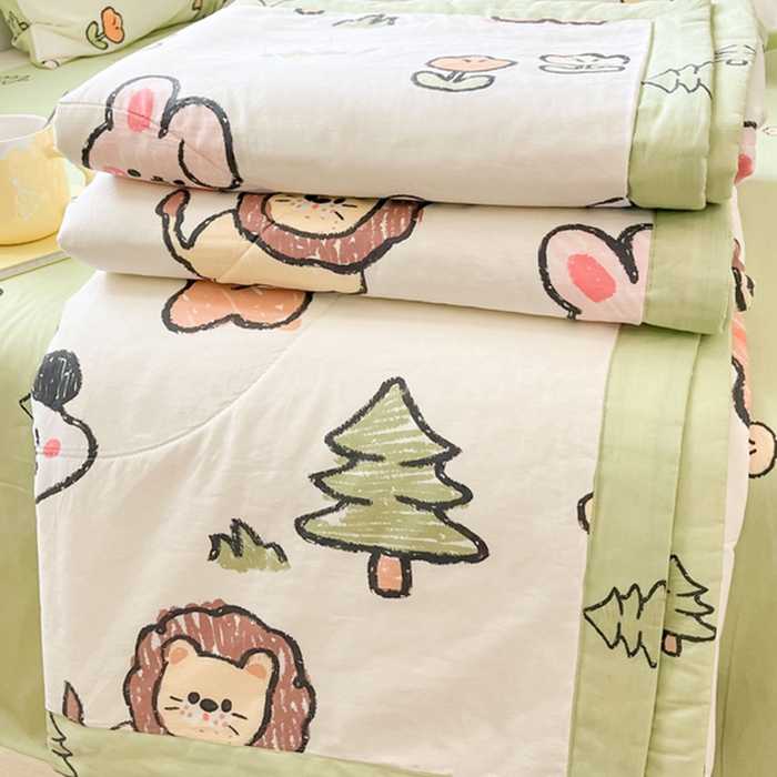 91家纺网 家纺一手货源 找家纺 格子铺 2026新款全棉纯棉印花棉花夏被夏凉被空调被 动物世界