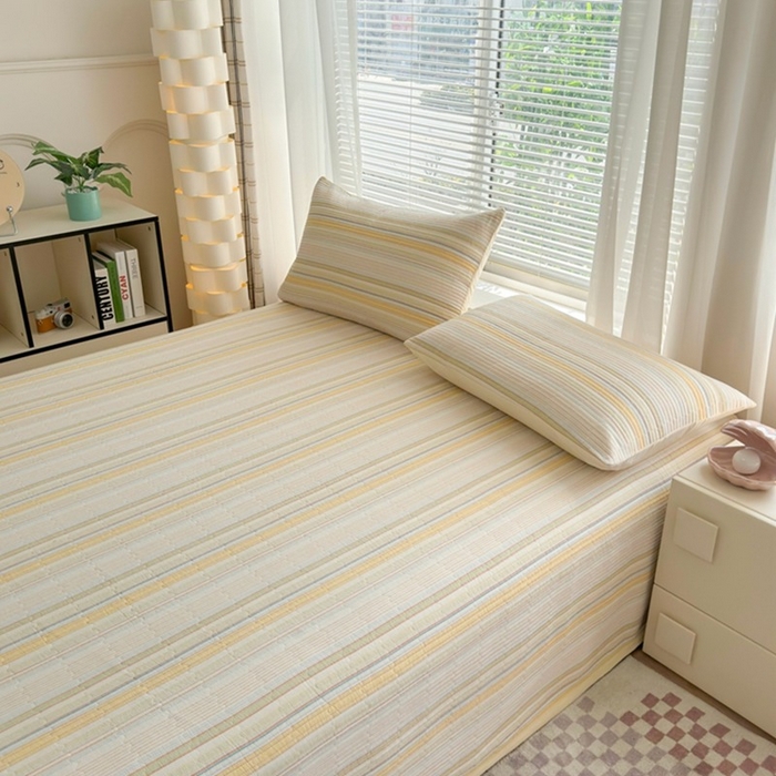 91家纺网 家纺一手货源 找家纺 梦精灵家纺 2026新款全棉纯棉色织水洗棉四件套绗缝夹棉床盖防滑床单四季通用米单人学生宿舍 西蒙-黄