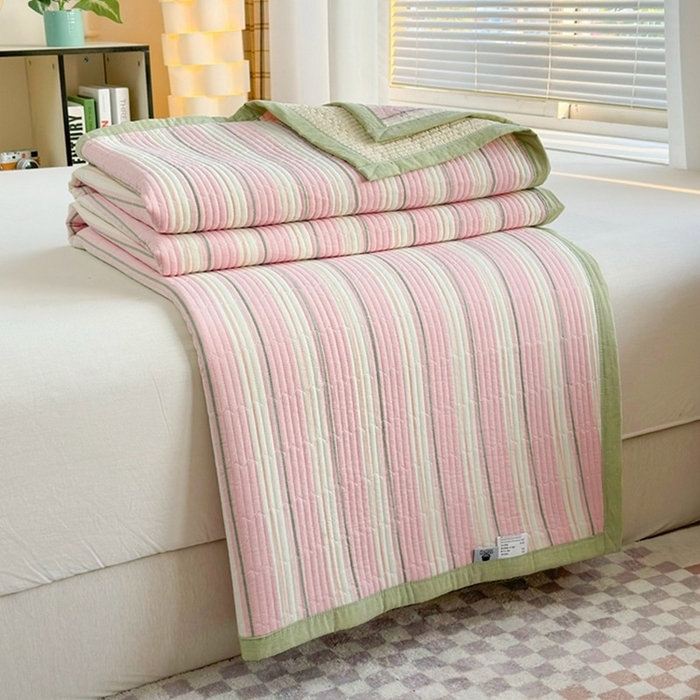 91家纺网 家纺一手货源 找家纺 梦精灵家纺 2026新款全棉纯棉色织水洗棉四件套绗缝夹棉床盖防滑床单四季通用米单人学生宿舍 左岸-粉