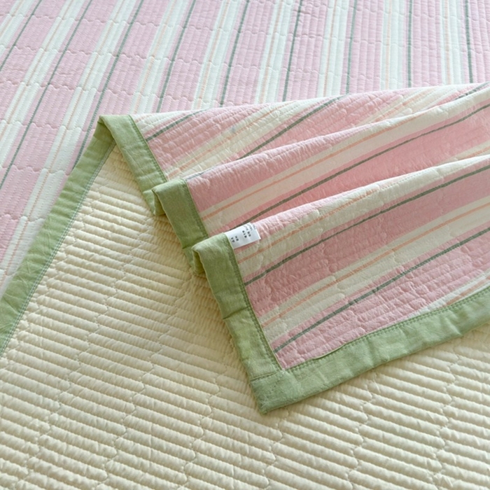 91家纺网 家纺一手货源 找家纺 梦精灵家纺 2026新款全棉纯棉色织水洗棉四件套绗缝夹棉床盖防滑床单四季通用米单人学生宿舍 左岸-粉