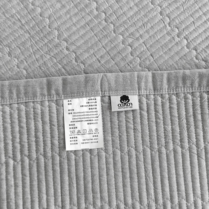 91家纺网 家纺一手货源 找家纺 梦精灵家纺 2026新款全棉纯棉色织水洗棉四件套绗缝夹棉床盖防滑床单四季通用米单人学生宿舍 雅灰