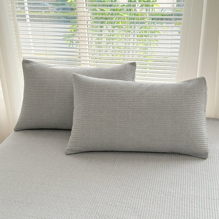 91家纺网 家纺一手货源 找家纺 梦精灵家纺 2026新款全棉纯棉色织水洗棉四件套绗缝夹棉床盖防滑床单四季通用米单人学生宿舍 雅灰