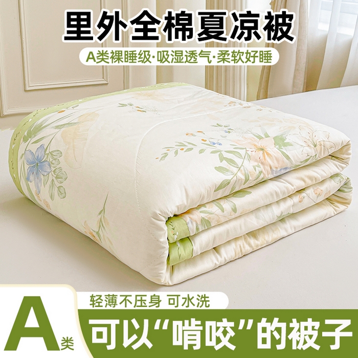 91家纺网 家纺一手货源 找家纺 格子铺 2026新款全棉纯棉印花棉花夏被夏凉被空调被 格拉花园