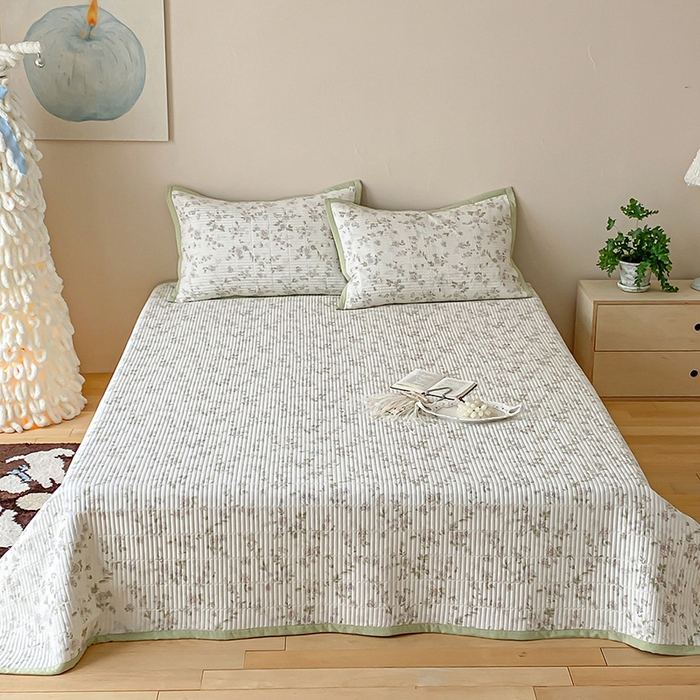 黛舒家居 2026年春夏款纱洗莫代尔夹棉单床单三件套 浅夏繁花