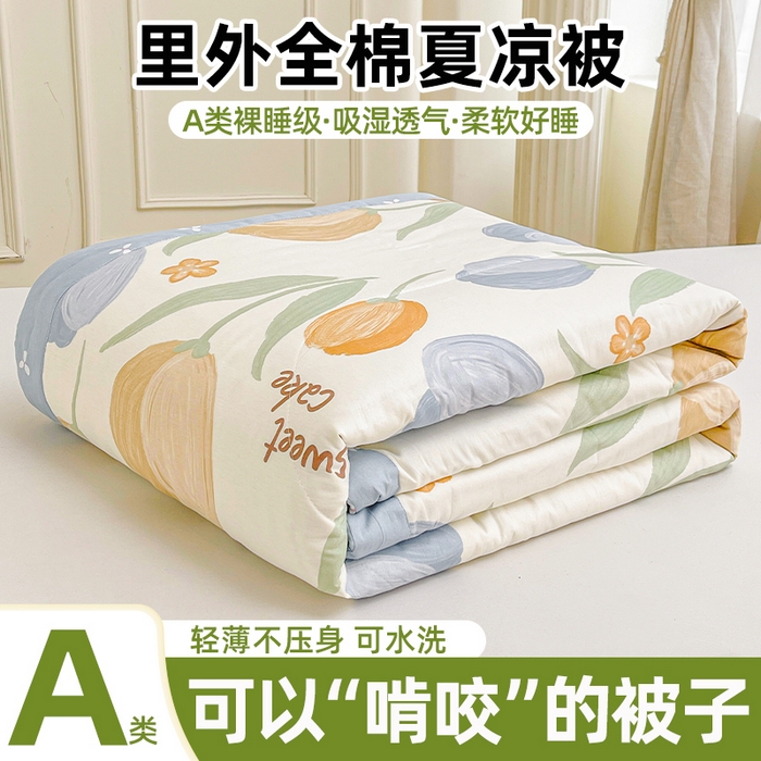 91家纺网 家纺一手货源 找家纺 格子铺 2026新款全棉纯棉印花棉花夏被夏凉被空调被 秋月私语