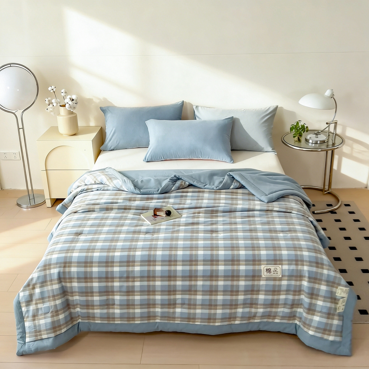 91家纺网 家纺一手货源 找家纺 （总）好尚居 2026新款亲肤水洗棉格子夏被夏凉被空调被