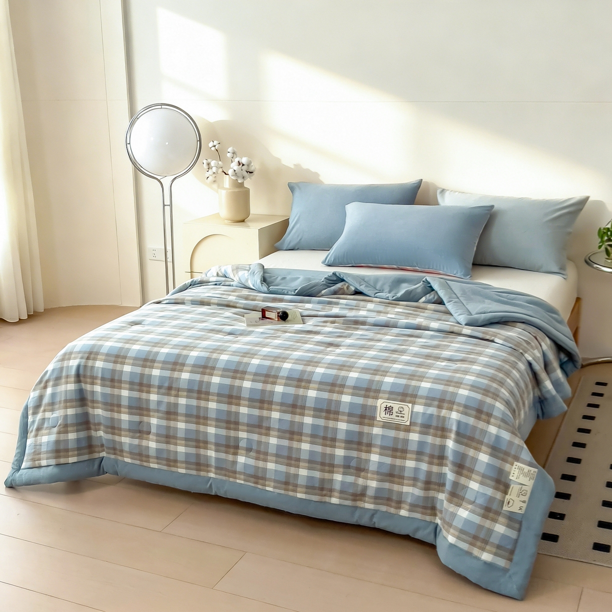 91家纺网 家纺一手货源 找家纺 （总）好尚居 2026新款亲肤水洗棉格子夏被夏凉被空调被