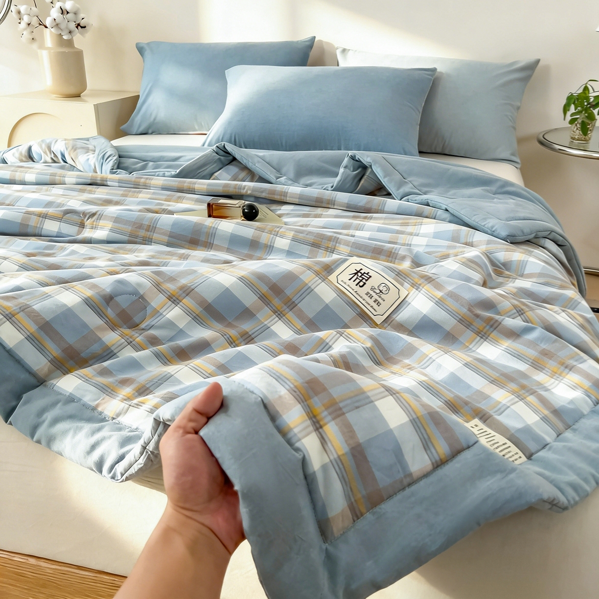 91家纺网 家纺一手货源 找家纺 （总）好尚居 2026新款亲肤水洗棉格子夏被夏凉被空调被