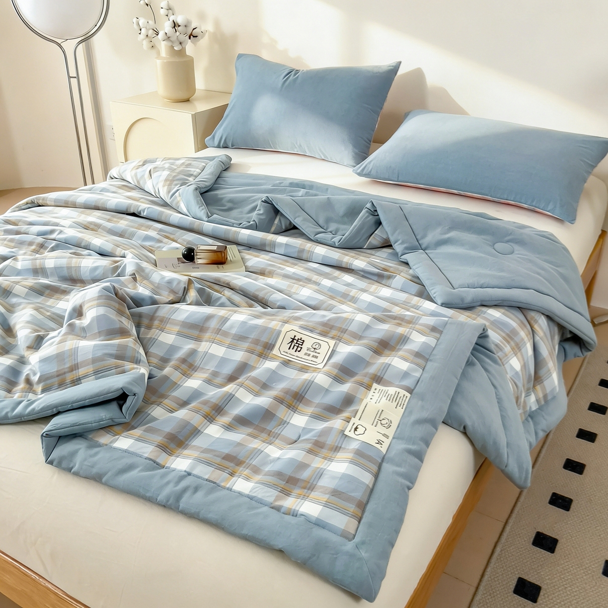 91家纺网 家纺一手货源 找家纺 （总）好尚居 2026新款亲肤水洗棉格子夏被夏凉被空调被