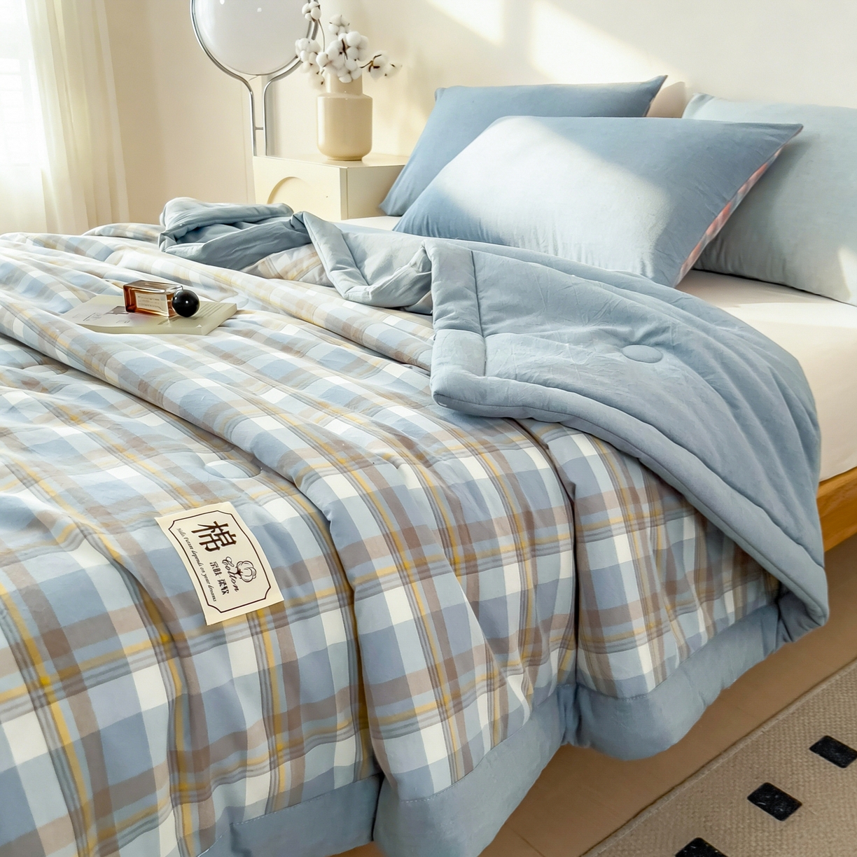 91家纺网 家纺一手货源 找家纺 （总）好尚居 2026新款亲肤水洗棉格子夏被夏凉被空调被