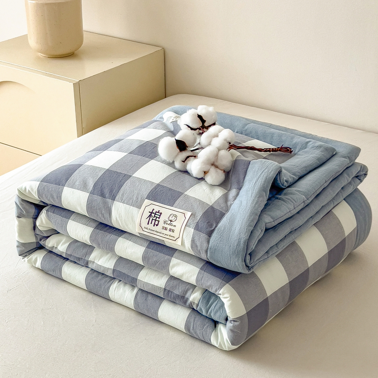 91家纺网 家纺一手货源 找家纺 （总）好尚居 2026新款亲肤水洗棉格子夏被夏凉被空调被