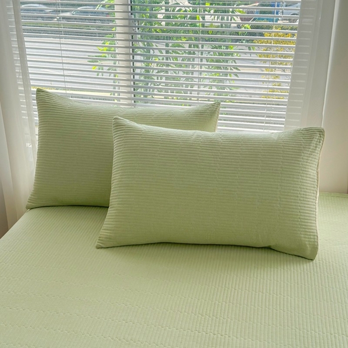 91家纺网 家纺一手货源 找家纺 梦精灵家纺 2026新款全棉纯棉色织水洗棉四件套绗缝夹棉床盖防滑床单四季通用米单人学生宿舍 幻影绿