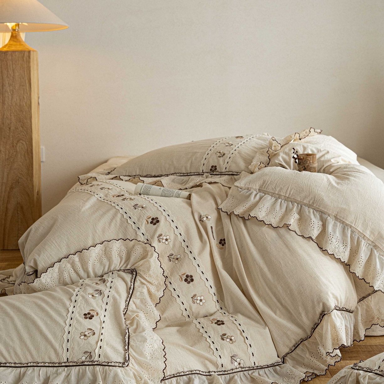 （总）满座家居 2026春夏新款竹节棉麻特种绣花四件套法式复古四件套（会员-20，控价不低于389)