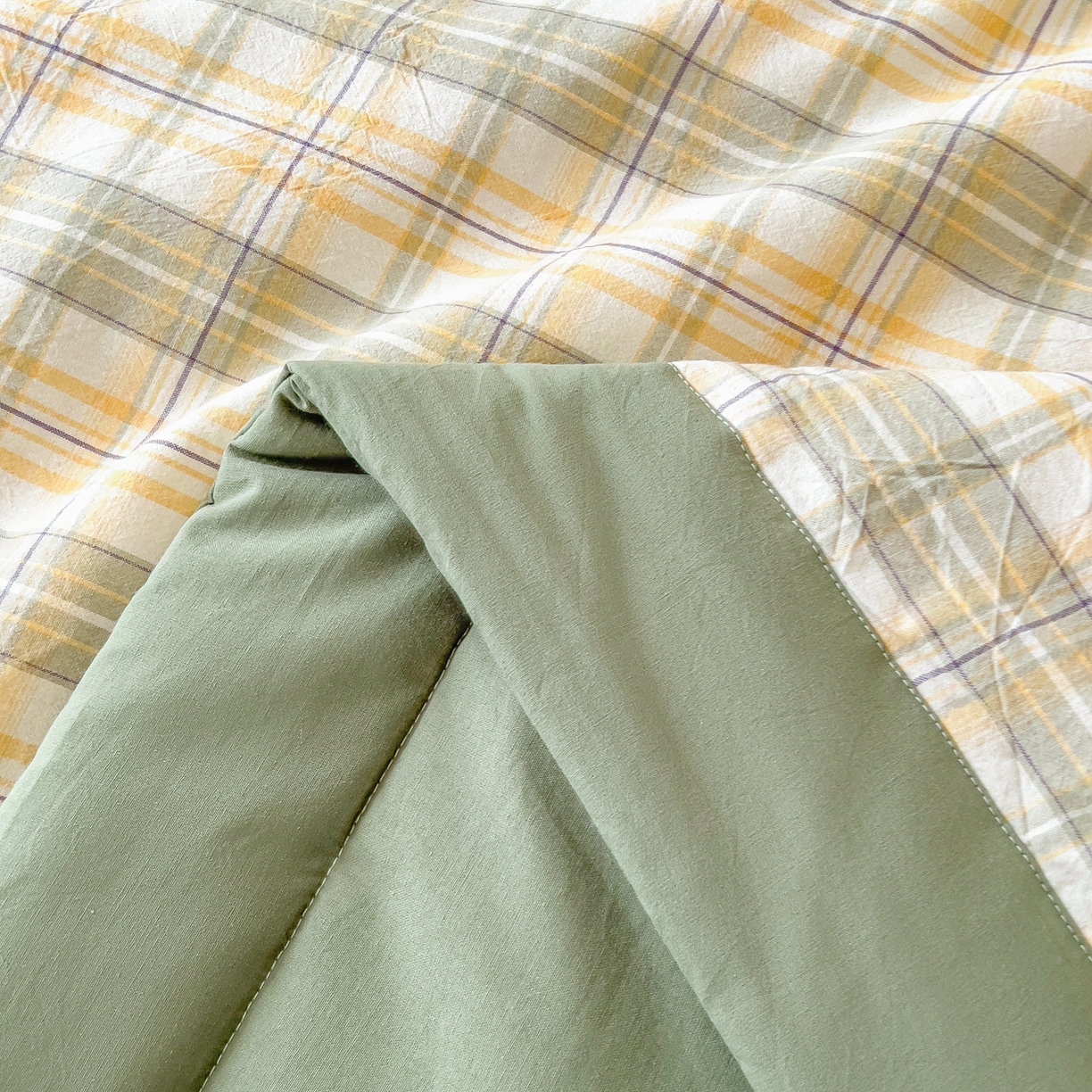 91家纺网 家纺一手货源 找家纺 好尚居 2026新款亲肤水洗棉格子夏被夏凉被空调被 翠绿格