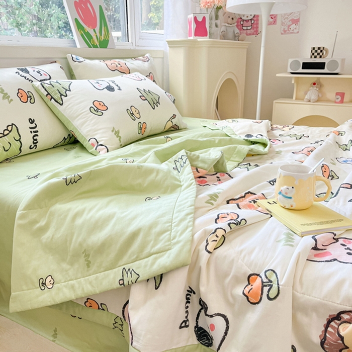 91家纺网 家纺一手货源 找家纺 格子铺 2026新款全棉纯棉印花棉花夏被夏凉被空调被 动物世界