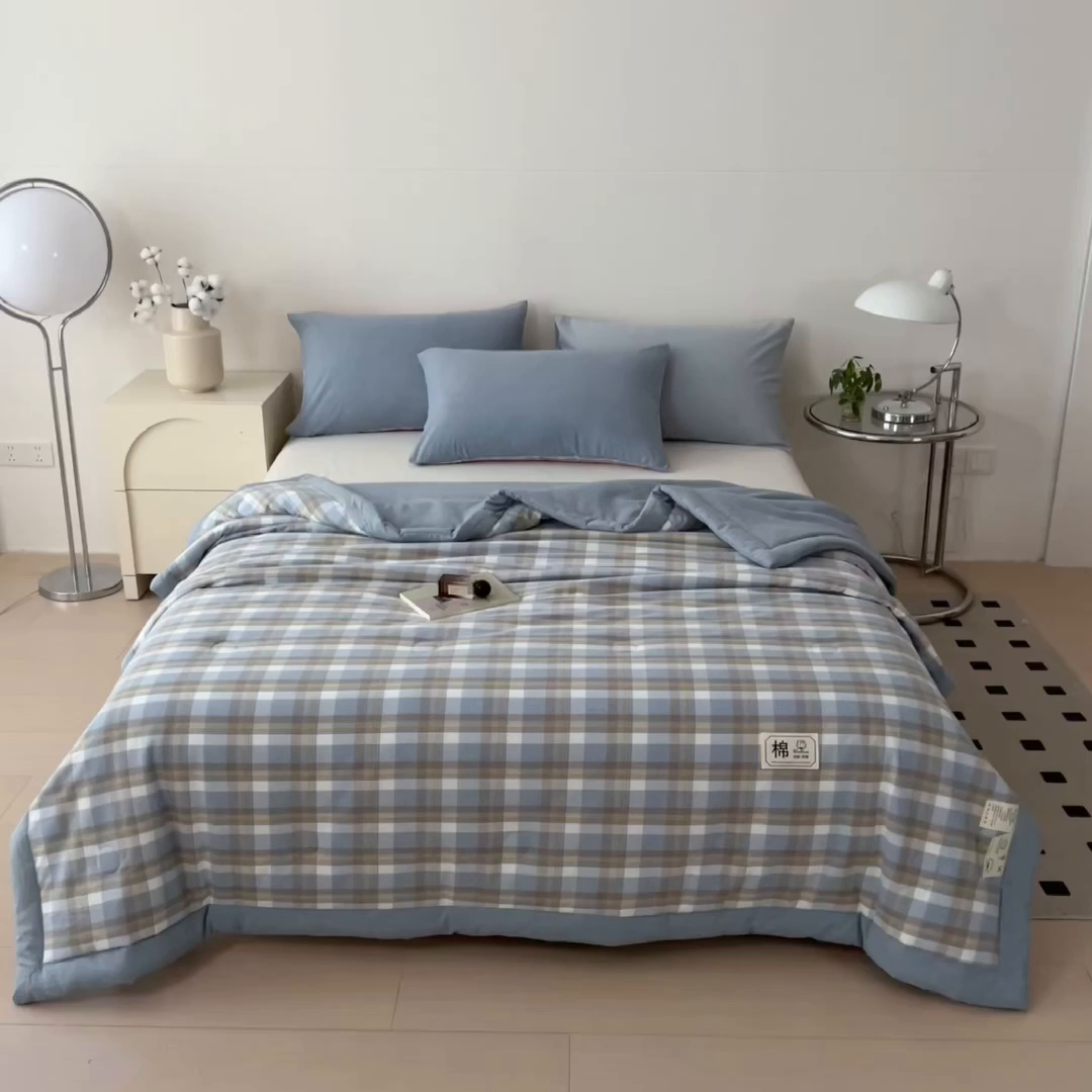 91家纺网 家纺一手货源 找家纺 （总）好尚居 2026新款亲肤水洗棉格子夏被夏凉被空调被