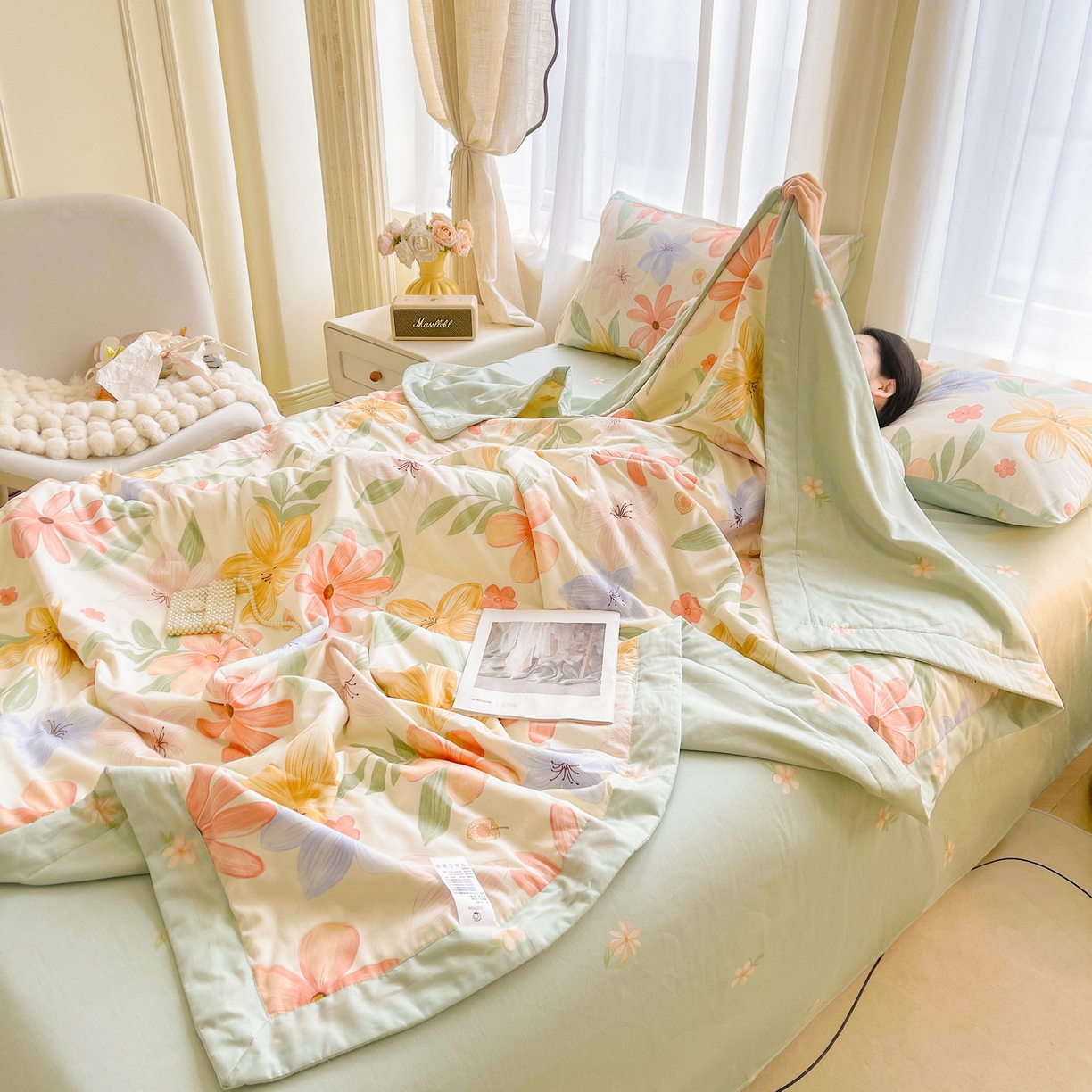 91家纺网 家纺一手货源 找家纺 格子铺 2026新款全棉纯棉印花棉花夏被夏凉被空调被 云裳花谷