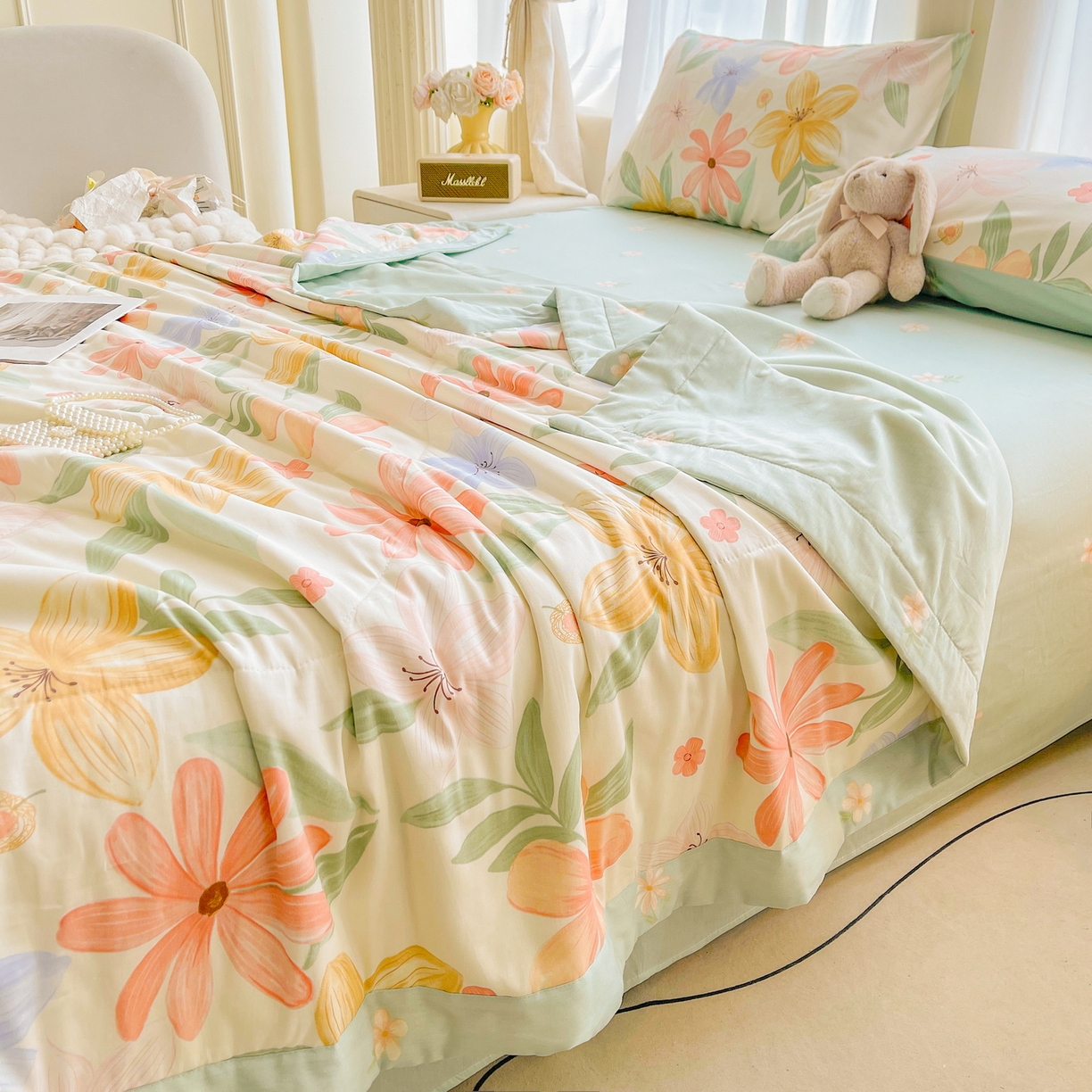 91家纺网 家纺一手货源 找家纺 格子铺 2026新款全棉纯棉印花棉花夏被夏凉被空调被 云裳花谷