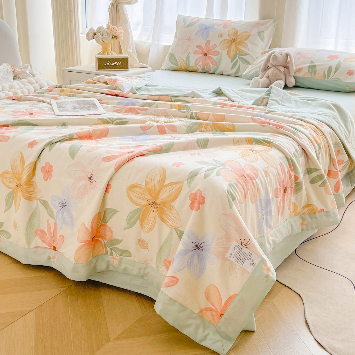 91家纺网 家纺一手货源 找家纺 格子铺 2026新款全棉纯棉印花棉花夏被夏凉被空调被 云裳花谷