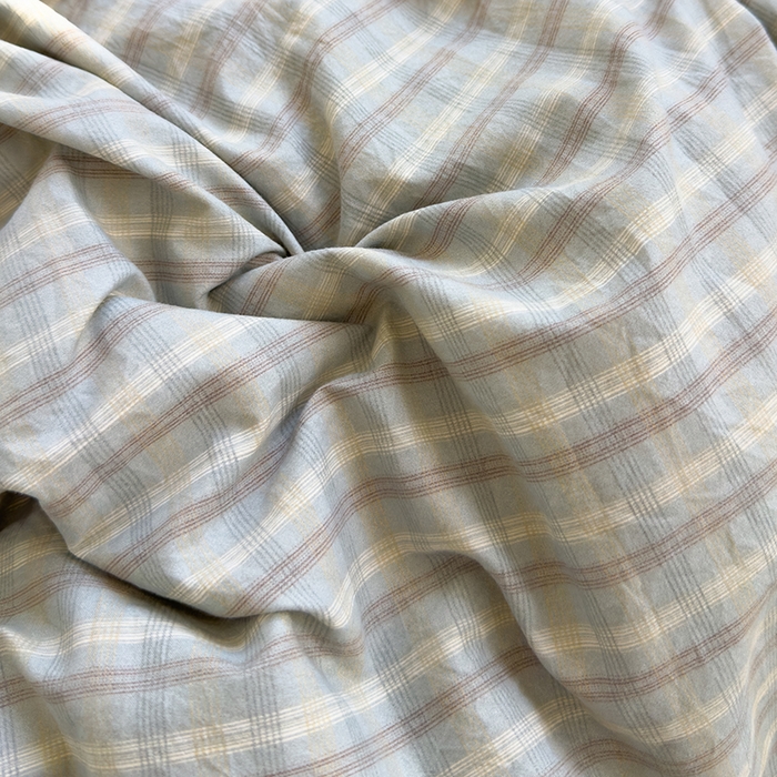 91家纺网 家纺一手货源 找家纺 桔禾家纺 2026新款水洗云朵棉无印风格子大豆夏被夏凉被空调被直播爆款 咖大格