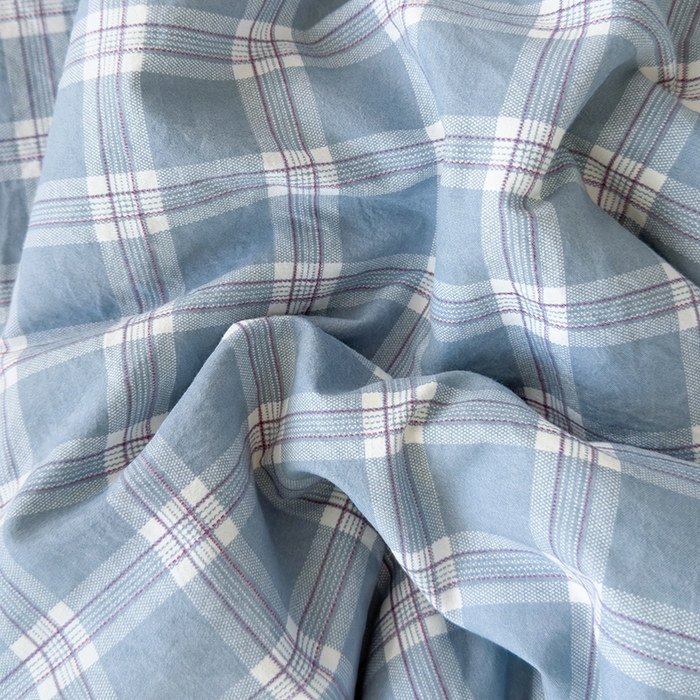 91家纺网 家纺一手货源 找家纺 桔禾家纺 2026新款水洗云朵棉无印风格子大豆夏被夏凉被空调被直播爆款 蓝大格