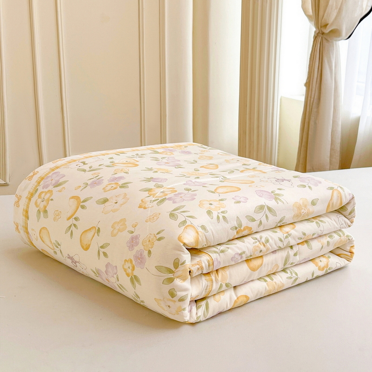 91家纺网 家纺一手货源 找家纺 格子铺 2026新款全棉纯棉印花棉花夏被夏凉被空调被 淡梨语