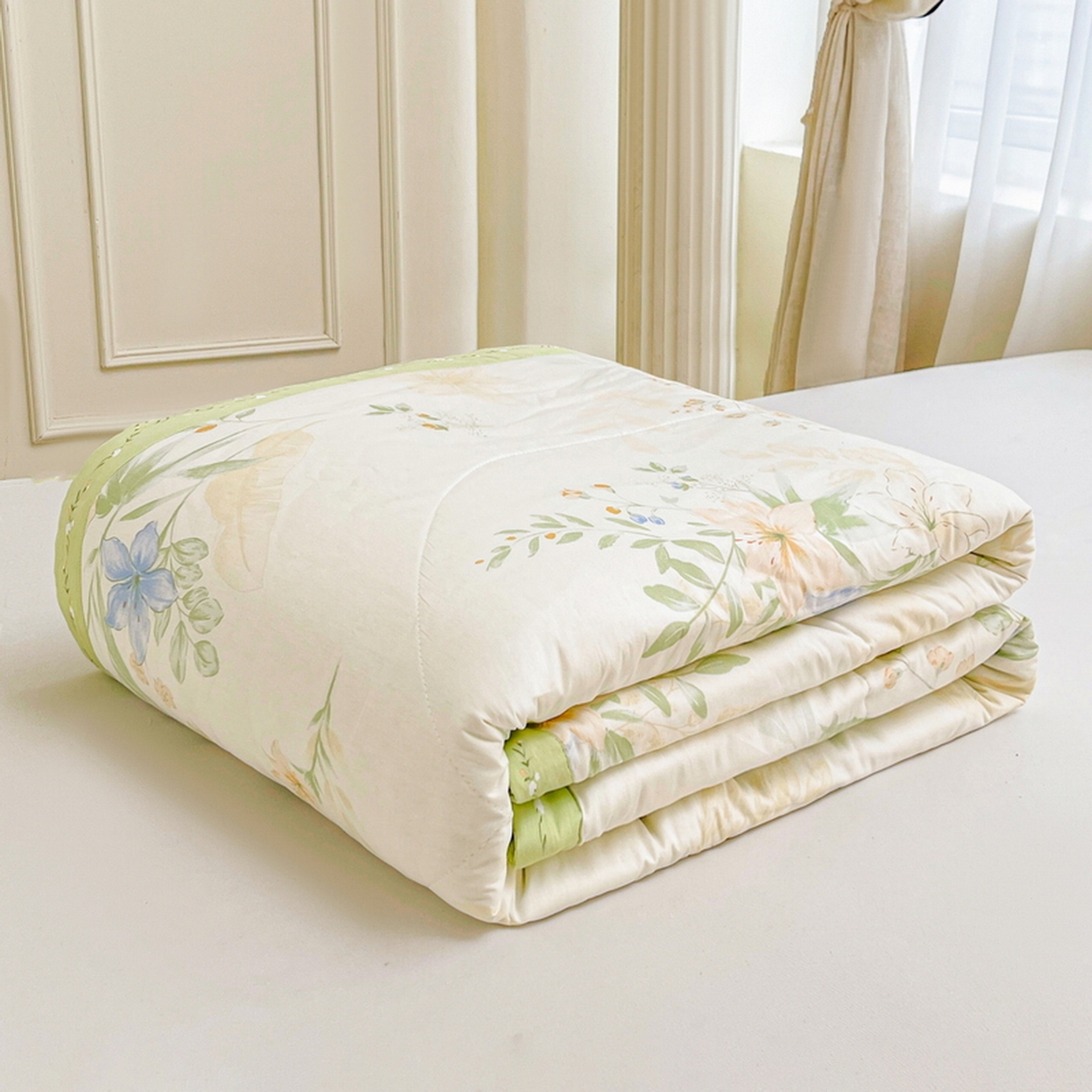 91家纺网 家纺一手货源 找家纺 格子铺 2026新款全棉纯棉印花棉花夏被夏凉被空调被 格拉花园