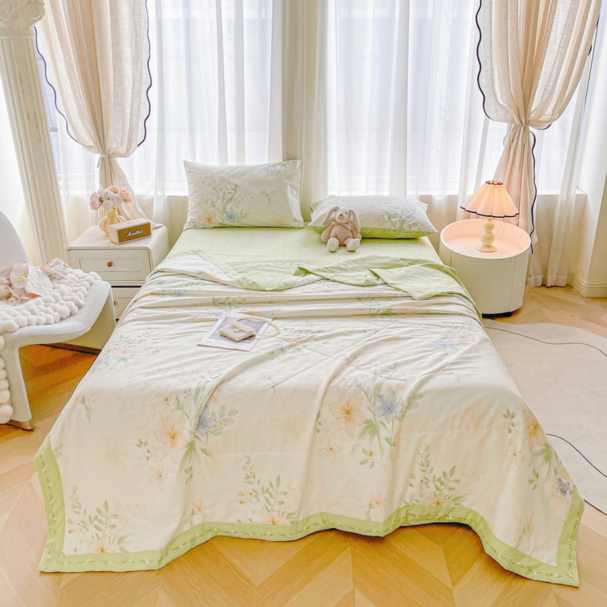 91家纺网 家纺一手货源 找家纺 格子铺 2026新款全棉纯棉印花棉花夏被夏凉被空调被 格拉花园