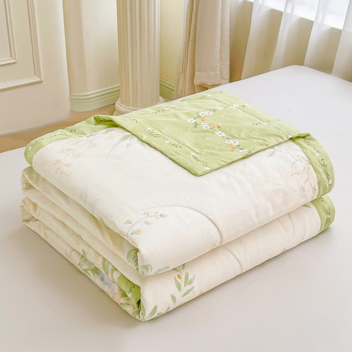 91家纺网 家纺一手货源 找家纺 格子铺 2026新款全棉纯棉印花棉花夏被夏凉被空调被 格拉花园