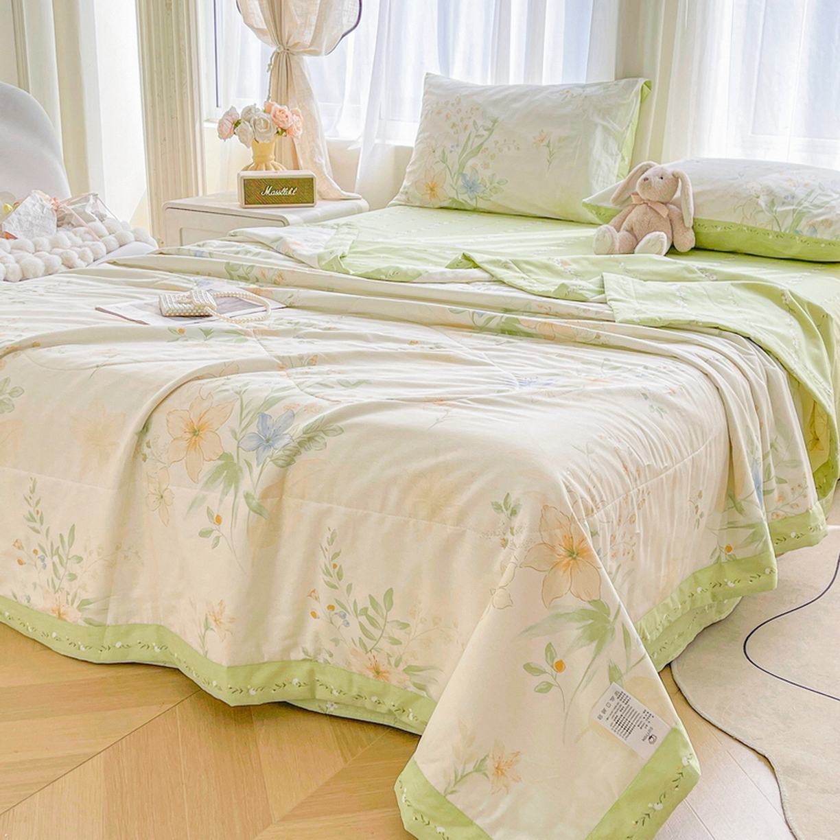 91家纺网 家纺一手货源 找家纺 格子铺 2026新款全棉纯棉印花棉花夏被夏凉被空调被 格拉花园